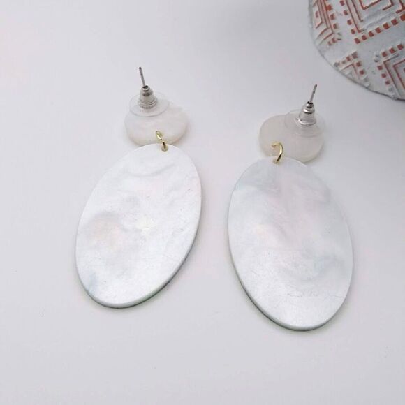 Fancy Spring Flowers Acrylic Oval Drop Earrings - Picture 2 of 4